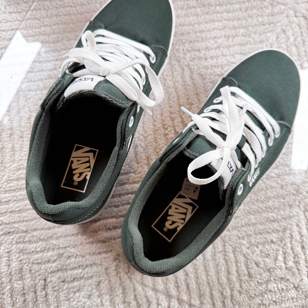 Vans Seldan Platform Sneakers Women's 10 Green Canvas Low Top Lug Sole Shoes - Picture 5 of 10